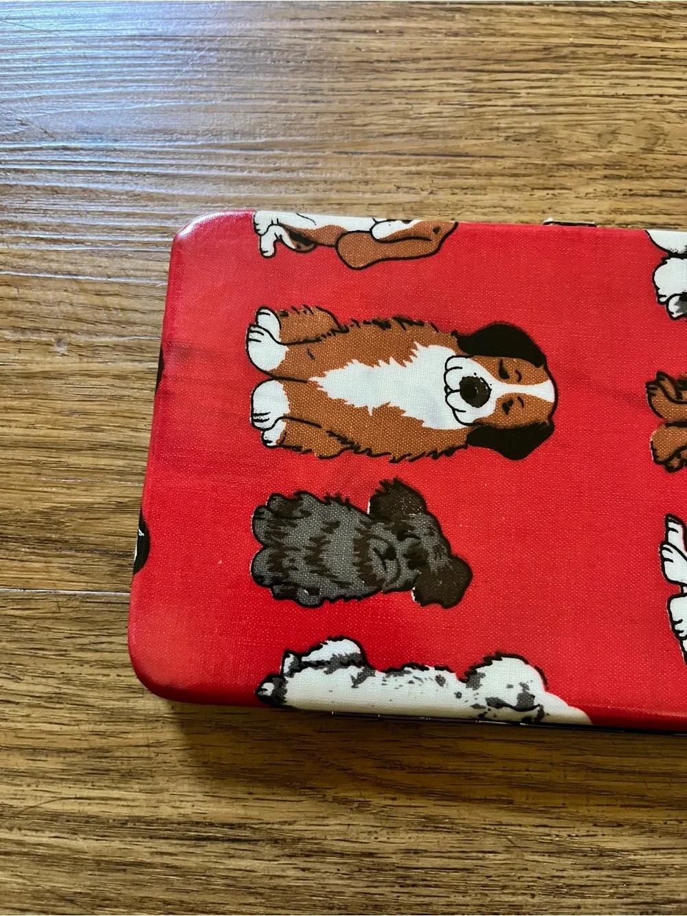 Vintage Y2K Statement Dog Printed Bi-fold Wallet Clutch Red Animal Print Retro